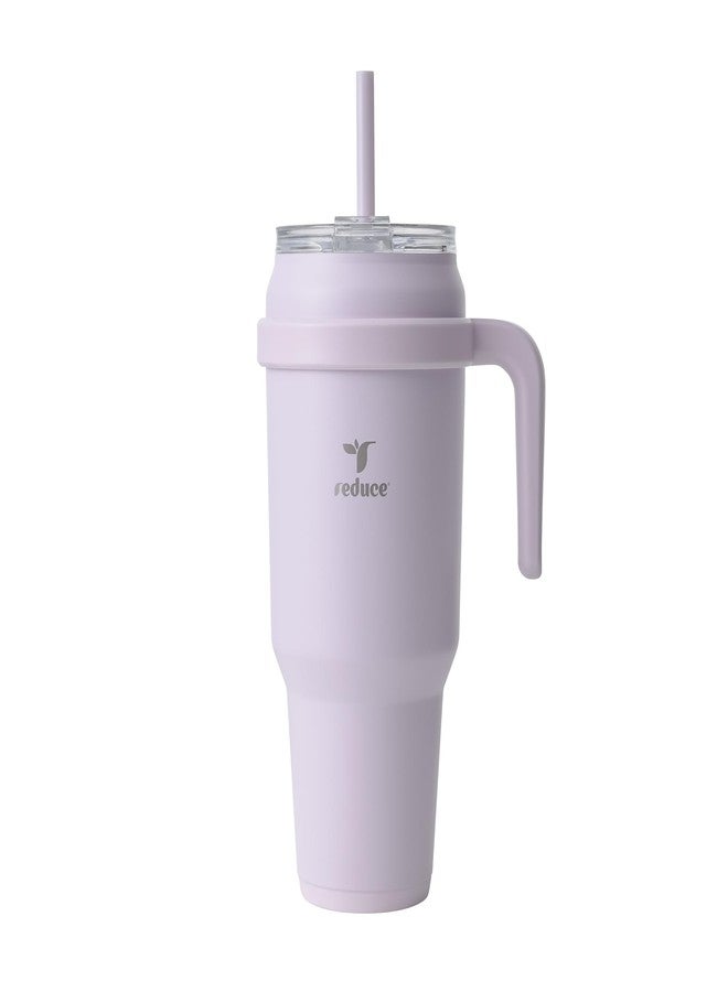 Reduce Reusable 50 oz Cold1 Water Tumbler – Ergonomic Handle – Double-Wall Insulation – Sturdy Desktop/Tabletop Mug with Lid and Straw -BPA-Free –Stainless Steel for Gym, Home, Office– Gentle Lavender - Image 1